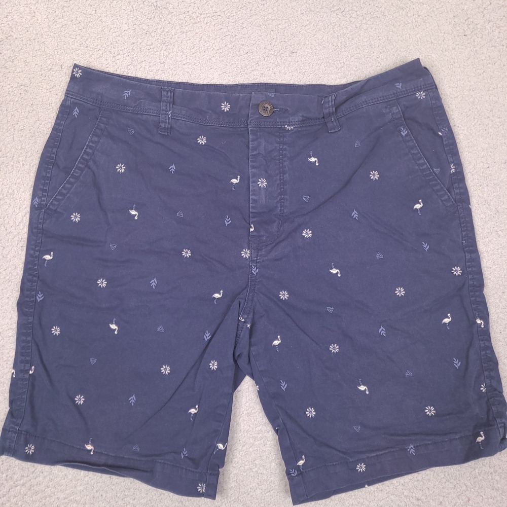 Aeropostale Mens Chino Shorts Size 33 Blue Flamingo Flower Casual Outdoor